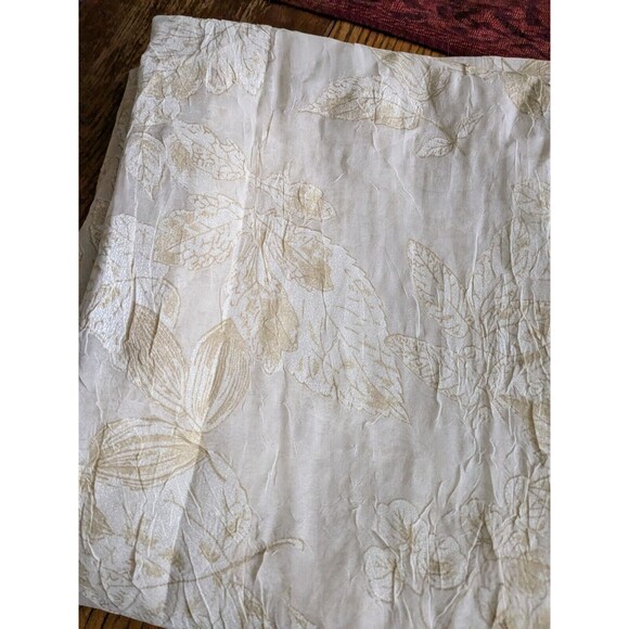 Vintage Croscill Sheer Curtain Panel Pair 84 x 45 Ivory & Gold Leaves Rod Pocket - Picture 2 of 6